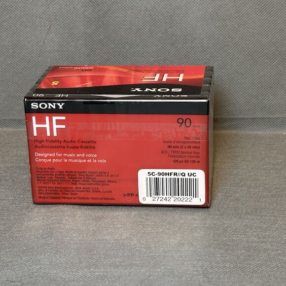 Lot 5 Sony HF 90 Minute Blank Audio Cassette Tapes High Fidelity C-90HFL-SEALED - Picture 3 of 6